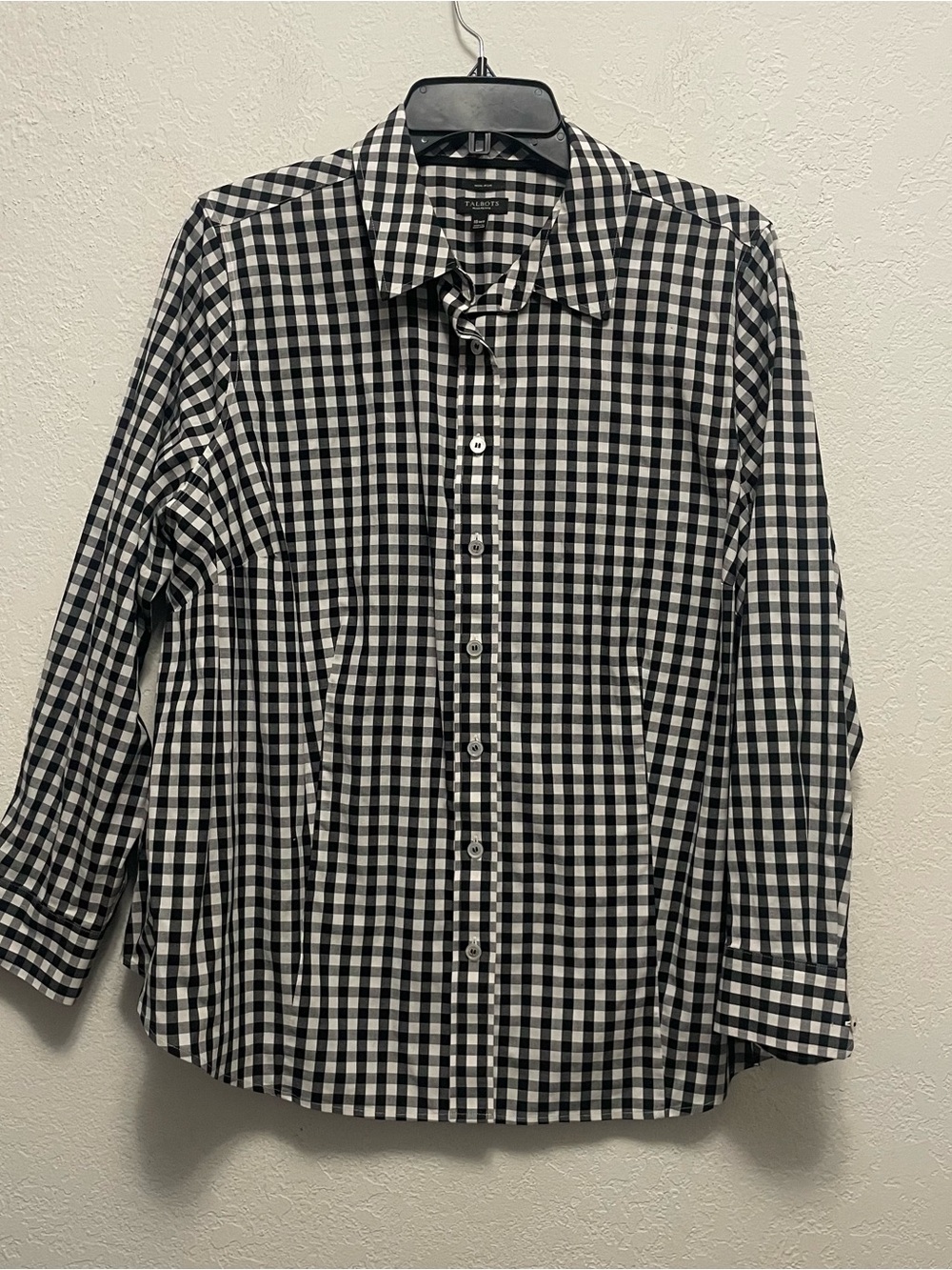 Talbots Classic Cotton gingham Button Down Shirt Size 16WP Long Sleeves petite